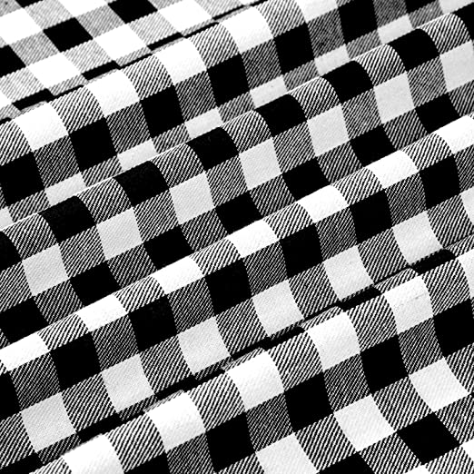 Plaid Fabric 56 x 36 Inch Plaid Cloth White-Black Plaid Design Fabric for Sewing DIY Home Party Festival Decorations