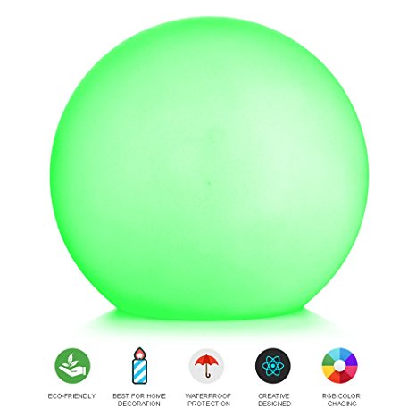 LED Ball Light, LOFTEK Shape Light, Rechargeable and Cordless Decorative Light with 16 RGB Colors and Remote Control, 12-Inch Sphere