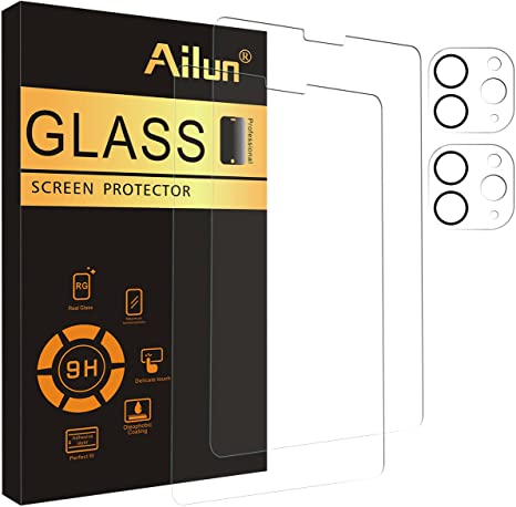 Ailun 2Pack Screen Protector for iPad Pro 2020 & 2021 [12.9 inch]   2 Pack Camera Lens Protector,Tempered Glass Anti-Scratch Case Friendly