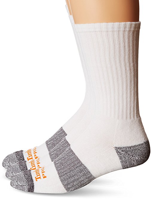 Timberland Pro Men's 3 Pack Reinforced Heel Toe Work Crew Sock