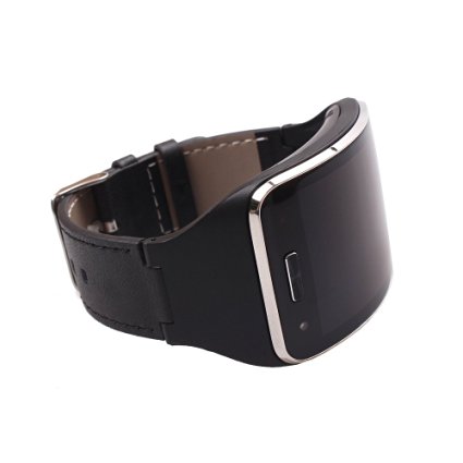 Yavive - Samsung Gear S Leather with Silicon Band / Leather Replacement Bracelet Wristband for Gear S Sm-r750 (black)