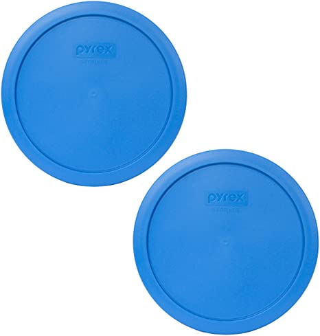 Pyrex 7402-PC 6/7 Cup Marine Blue Round Plastic Food Storage Lids - 2 Pack