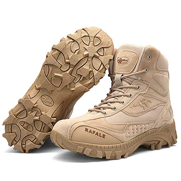 Men's Military and Tactical Combat Ankle Boots Lace up and Zipper Bootie Casual Outdoor Hiking Hunting Shoes Police Training Oxfords