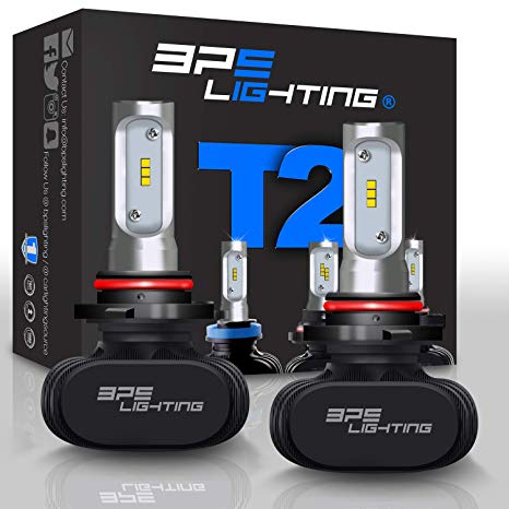 FREE PAIR T10/194 BPS Lighting T2 LED Headlight Bulbs Conversion Kit - 9005 HB3 50W 8000 Lumen 6000K 6500K - Cool White - Super Bright - Car & Truck - Low or High Light Beam - All-in One - Plug & Play