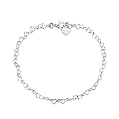 925 Fine Sterling Silver Naturally Adjustable Anklet - 3 mm Heart Chain Ankle Bracelet - up to 10" inch - Flexible Fit