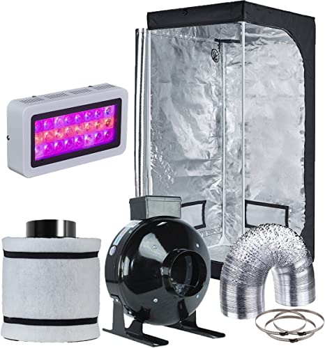 Hydro Plus LED Light Grow Tent Complete Kit LED 300W Grow Light 32"x32"x63" Grow Tent 4" Filter Fan Ventilation Combo Hydroponic Indoor Growing System (LED 300W, 32''x32''x63'' Kit)