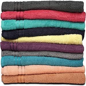 Classic Multicolored Large Hand Towels - 100% Cotton (16x28 Inches,Pack of 10, Colors Variety) Highly, Quick dry for Bathroom, Pool, Gym, Spa and Hotel Use