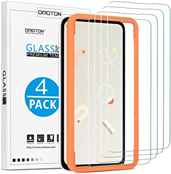 [4 Pack] OMOTON Screen Protector for Google Pixel 4a, Scratch Resistant/Easy-Install/Bubble Free/Tempered Glass Screen Protector Compatible with Google Pixel 4a