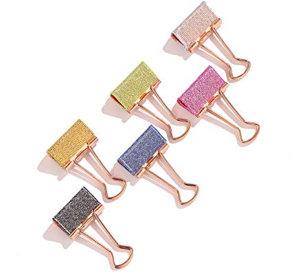 Medium Colored Binder Clips Cute Glitter Assorted Paper Clips Printed Foldback Photo Clips