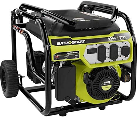 Ryobi Portable Generator 6,500-Watt Gasoline Powered Shutdown Sensor Muffler