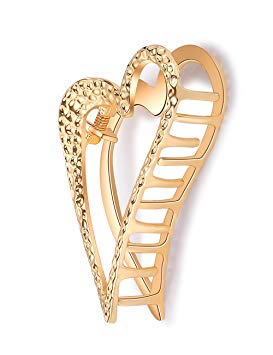 ACCGLORY Vintage Hollow Hair claw Metal Hair Clamps for Women,Gold Plated Heart Shape(Heart-Gold)