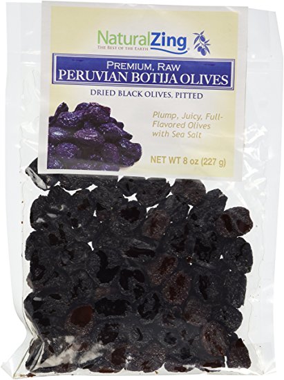 Raw Organic Pitted Peruvian Black Dried Olives-8 ozs.