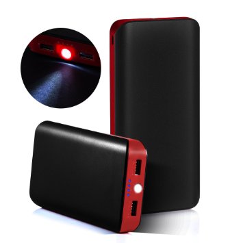 GRDE® 25000mAh Ultra High Capacity 2 USB Port Portable Charger Power Bank ,External Battery Backup Pack with a Flashlight for iPhone,iPad,Samsung,HTC,LG,Nexus,Most other Phones & Tablets (Black- Red)
