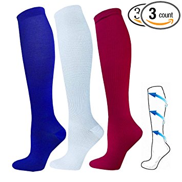 Compression Socks 3 Pairs For Women & Men-Best Compression Stockings For Running, Medical, Athletic, Edema, Diabetic, Varicose Veins, Travel, Pregnancy,Nursing - 15-20mmHg