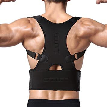 BELIONERA® Posture Corrector Shoulder Back Bone Braces Medical Support Abdominal Belt for Men and Women | Lumber Chest Support Pain Relief For Neck Shoulder (Universal Size_Black)