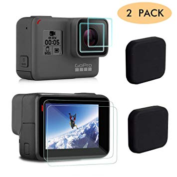 FINENIC Compatible for GoPro Hero 7(Black)/6/5 Lens Protector case Accessories, Screen Protector Film Tempered Glass Lens Protection Film Lens Cover Lens Cap Accessories 【6-Pack】【Black Black】