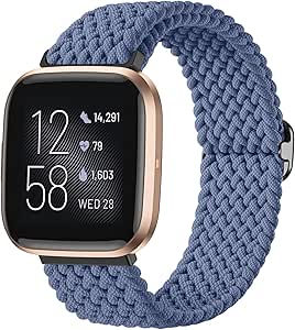 Maledan Compatible with Fitbit Versa 2 Bands and Fitbit Versa Bands for Women Men, Braided Stretchy Bracelet Replacement Wrist Bands for Fitbit Versa 2/ Versa Lite/Versa SE/Versa Strap Accessories