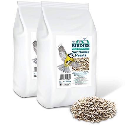 Birdies Sunflower Hearts- Bird Seed for Wild Birds - 25kg Premium Husk Free Bakery Grade Kernels