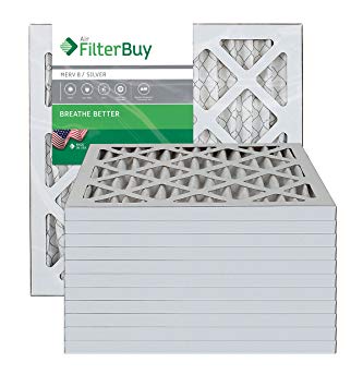 FilterBuy 14x18x1 MERV 8 Pleated AC Furnace Air Filter, (Pack of 12 Filters), 14x18x1 – Silver