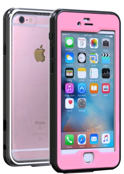 Iphone 6 Plus Waterproof Case, Iphone 6s Plus Case Full-Body Underwater Shockproof Dirtproof Shatter-Resistant Durable Full Sealed Protection Case Cover for Apple Iphone 6 Plus 5.5-Inch Pink
