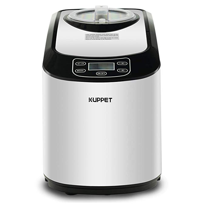 KUPPET Ice Cream Maker, Compressor Ice Cream and Gelato Maker, Automatic Frozen Yogurt and Sorbet, Auto Shut-off Timer Function