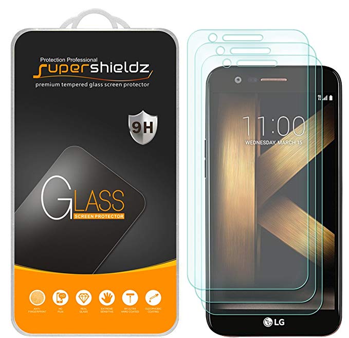 (3 Pack) Supershieldz for LG (K20 Plus) Tempered Glass Screen Protector, 0.33mm, Anti Scratch, Bubble Free