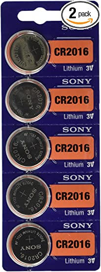 Sony CR2016 3 Volt Lithium Manganese Dioxide Batteries, Genuine Sony Blister Packaging (10 Pieces)