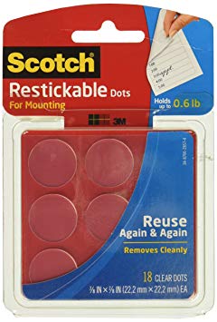 Scotch(R) Restickable Mounting Dots, Clear Circles, Pack Of 18