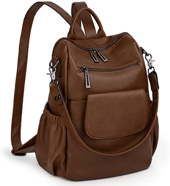 UTO Women Backpack Purse PU Leather Updated Laptop Travel Shoulder Bag Convertible Ladies Rucksack
