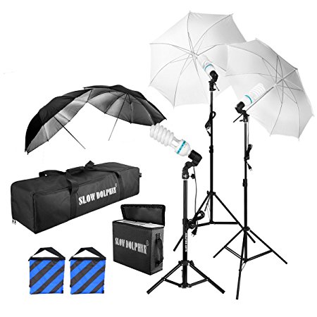 Slow Dolphin 1575W 5500K Photography Photo Portrait Studio Day Light Umbrella Lighting Kit
