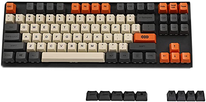 YMDK Carbon Dye Sub 108 87 61 Key Mac Keys Thick PBT OEM Profile Keycap for Standard 104 TKL 60% MX Switches Keyboard (Only Keycap) (87 Plus Mac)