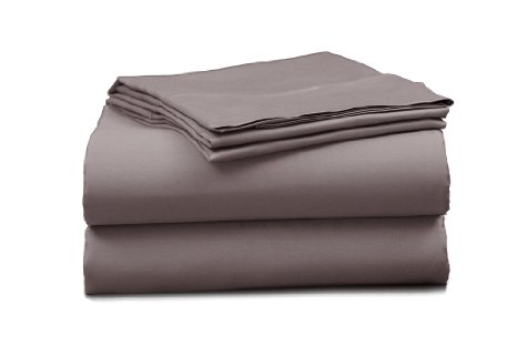 Elles Bedding Collections 400-Thread Count Sateen Sheet Set Super Soft Breathable And Premium Set Grey King