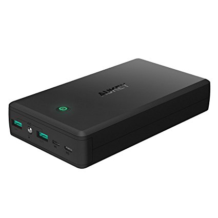 AUKEY Power Bank 30000mAh, 2*2.4A Output, 2A Lightning Input and 2A Micro USB Input, for iPhone, Kindle, Speaker, iPad, Tablet, with a 20cm Micro USB Charging Cable