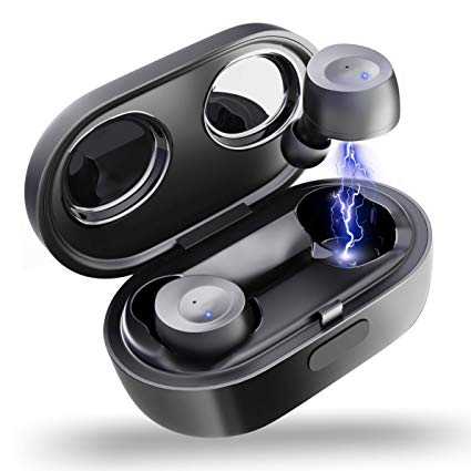 Elecder D10 True Wireless Earbuds Bluetooth Headphones in Ear Earphones with Microphone for Sports Gym (Black)