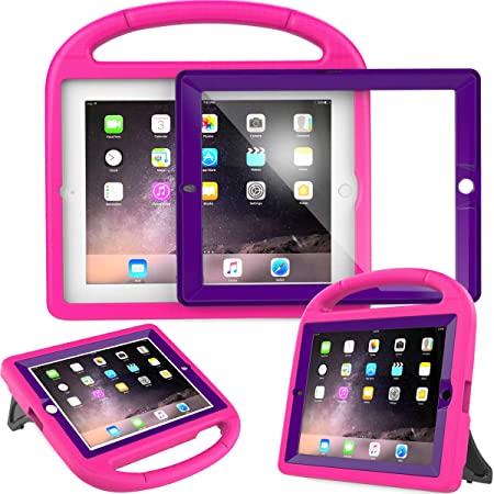 AVAWO Kids Case Built-in Screen Protector for iPad 2 3 4 （Old Model）- Shockproof Handle Stand Kids Friendly Compatible with iPad 2nd 3rd 4th Generation (Rose Purple)