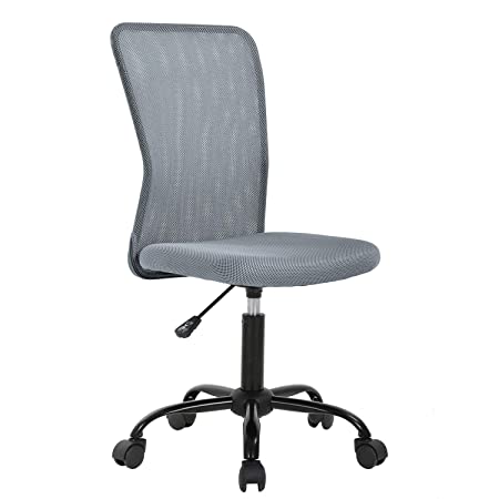 Simple Office Chairs Ergonomic Small Cute Mesh Office Chair, Armless Lumbar Support for Home Office Chair, Chic Modern Desk PC Chair Grey, Mid Back Adjustable Swivel