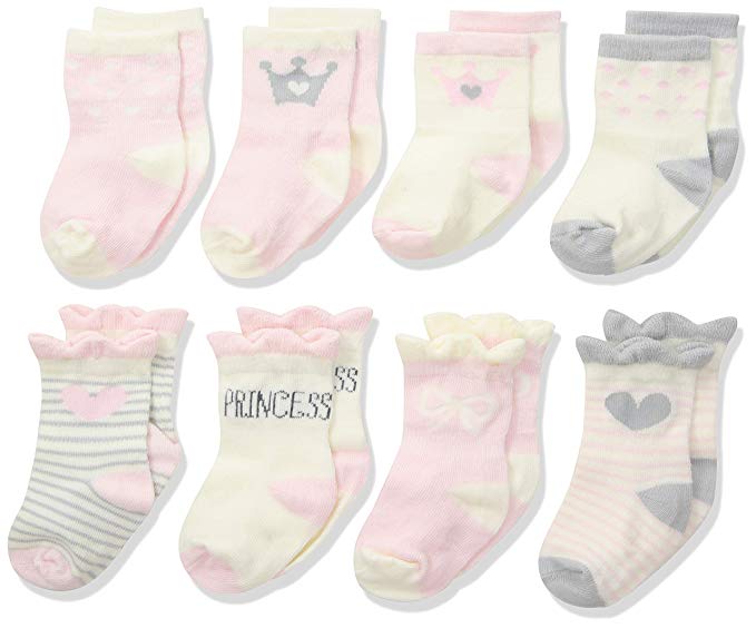 Gerber Baby Girls 8-Pair Wiggle Proof Sock