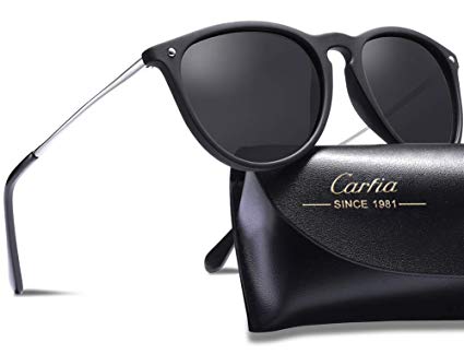 Carfia Vintage Polarized Sunglasses for Women Classic Designer Style 100% UV400 Protection