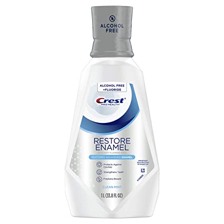 Crest Pro-Health Restore Enamel Mouthwash, Clean Mint, 1 L (33.8 Fl Oz) (Pack of 6)