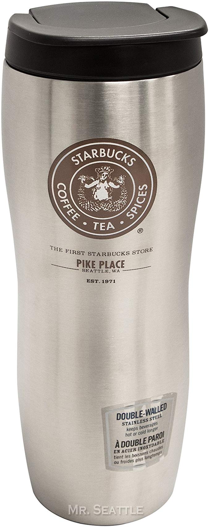 Starbucks Pike Place Concord Double-Walled Stainless Tumbler,Silver,16oz