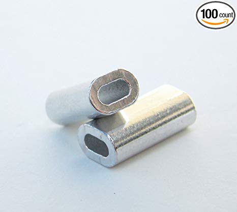 Mini Aluminum Oval Crimp Sleeves 1.5mm x 10mm - 100 pieces