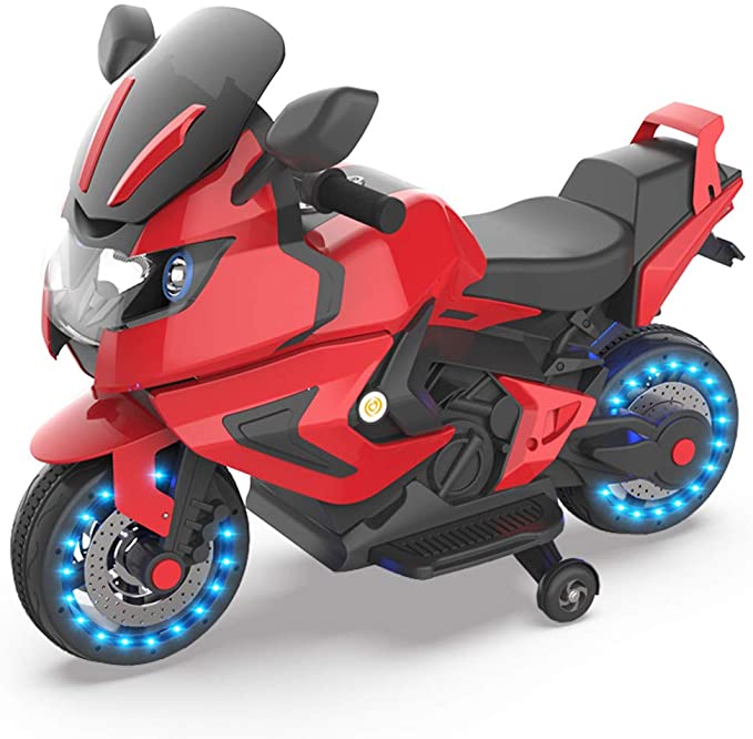 HOVER HEART Kids Electric Power Motorcycle 6V Ride On Bike (Hot Red)
