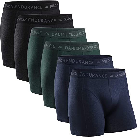 DANISH ENDURANCE Calzoncillos Bóxers de Algodón para Hombre, Ropa Interior, Elásticos, Ultrasuaves, Comodidad Superior, Corte Clásico, Ajustados, Negro, Gris, Azul Marino, Multipack, Pack de 6