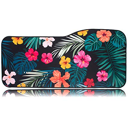 BRILA Extended Mouse pad - Curve Design Gaming Mouse pad - Stitched Edges & Skid Proof Rubber Base - 29" x 13.8" x 0.12" X-Large Mouse Keyboard Desk Mat for Computer Laptop (Tropical Floral Leaves)