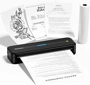 Phomemo M832 Thermodrucker, Mobiler Drucker A4 für Unterwegs Kompatibel mit Android und iOS für Phone & Laptop, Monochrom Reisedrucker Unterstützt A4 Thermopapier, Schwarz