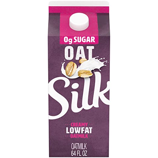 Silk Oat Milk, 0g Sugar, Low Fat, Dairy-Free, Non-GMO Project Verified, Half Gallon, 64 Fl Oz