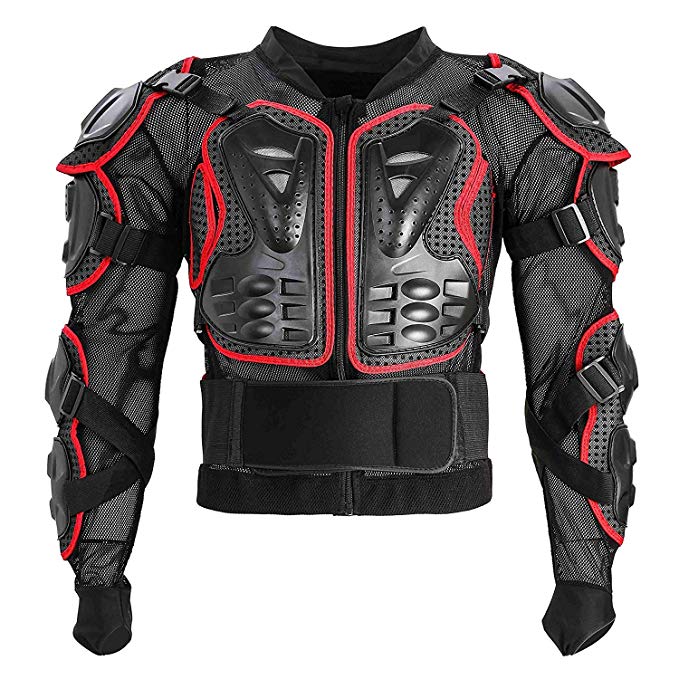 Motorcycle Full Body Armor Protective Jacket ATV Guard Shirt Gear Jacket Armor Pro Street Motocross Protector with Back Protection Men Women for Off-Road Racing Dirt Bike Skiing Skating Red S