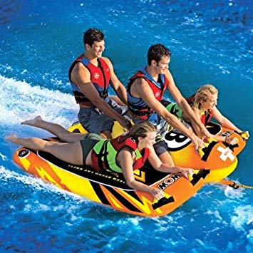 WOW World of Watersports 1-4 Person Bolt Towable, Orange, Heavy Duty, 680 Pounds Weight Capacity, 16-1040