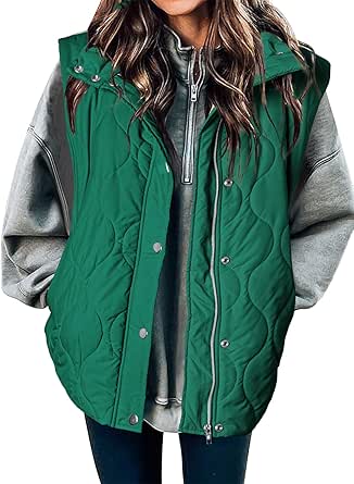 EVALESS Cropped Puffer Vest Women Lightweight Quilted Stand Collar Sleeveless Jackets Fall Button Zip Up Warm Coat Outerwear