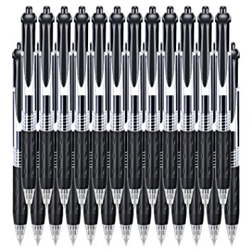 Caliart Gel Ink Rollerball Pens Retractable Black Gel Pens Fine Ballpoint Pens for Smooth Writing with Comfort Grip, 25 Count(0.5 mm)